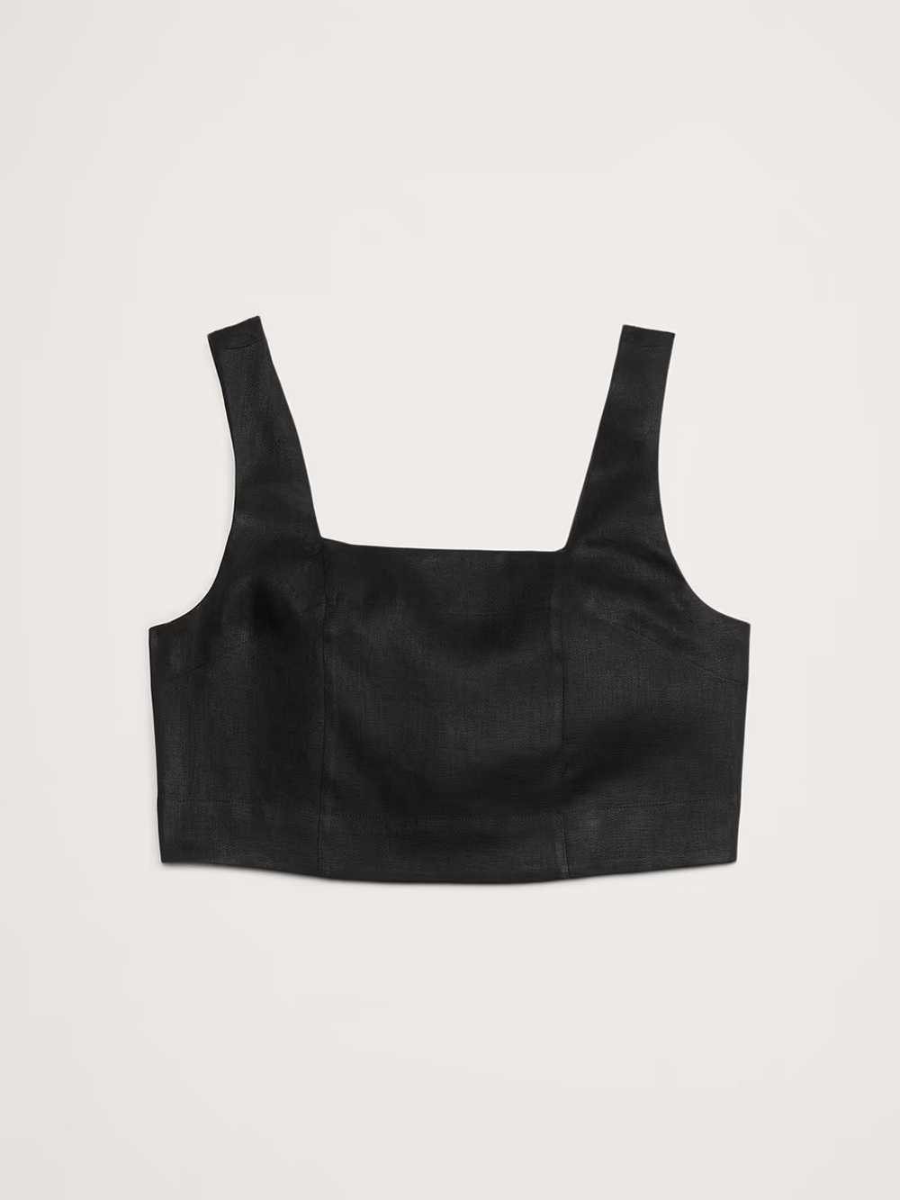 Banana Republic Black Linen Square-Neck Cropped Tank, M Tall